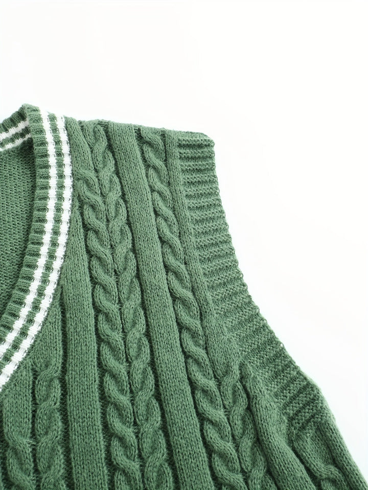 Gideon | Kamizelka Sweter V-Neck z Warkoczem