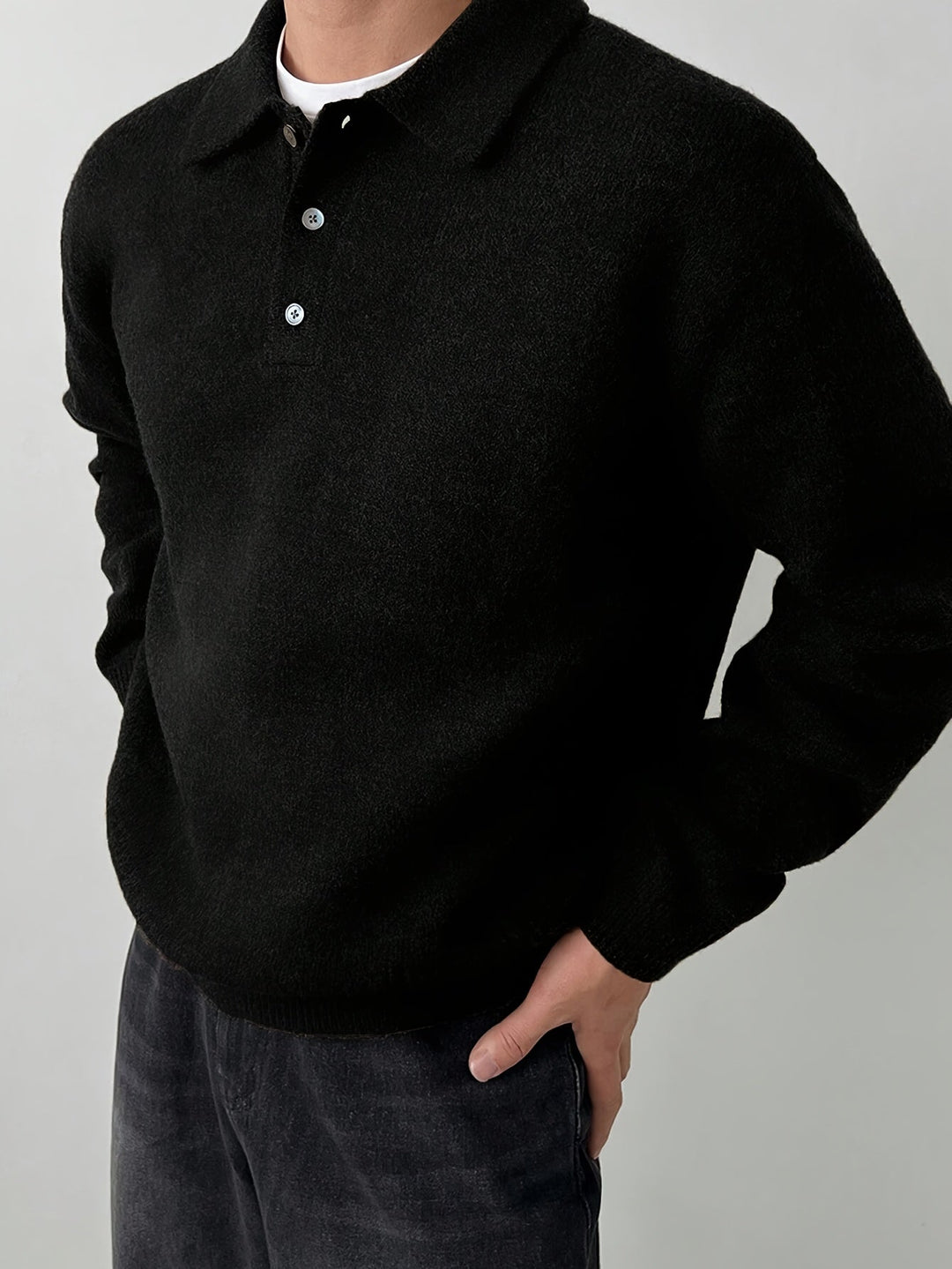Landon | Elegancki Sweter z Kołnierzykiem Polo