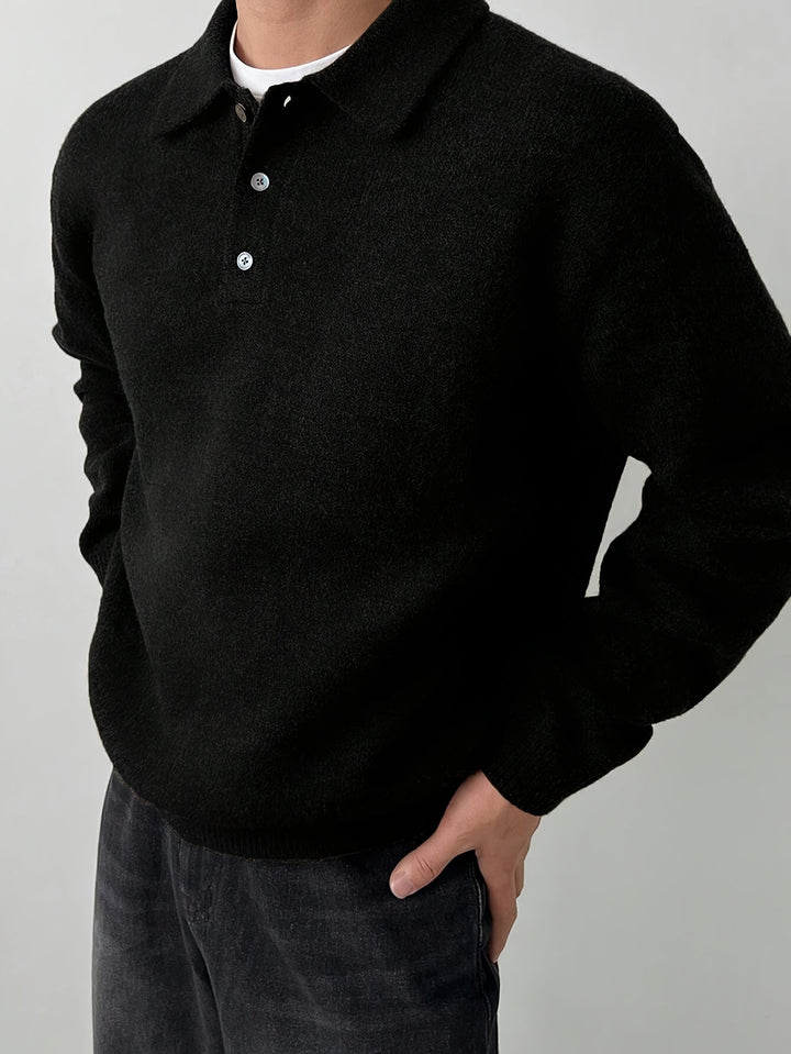 Landon | Elegancki Sweter z Kołnierzykiem Polo
