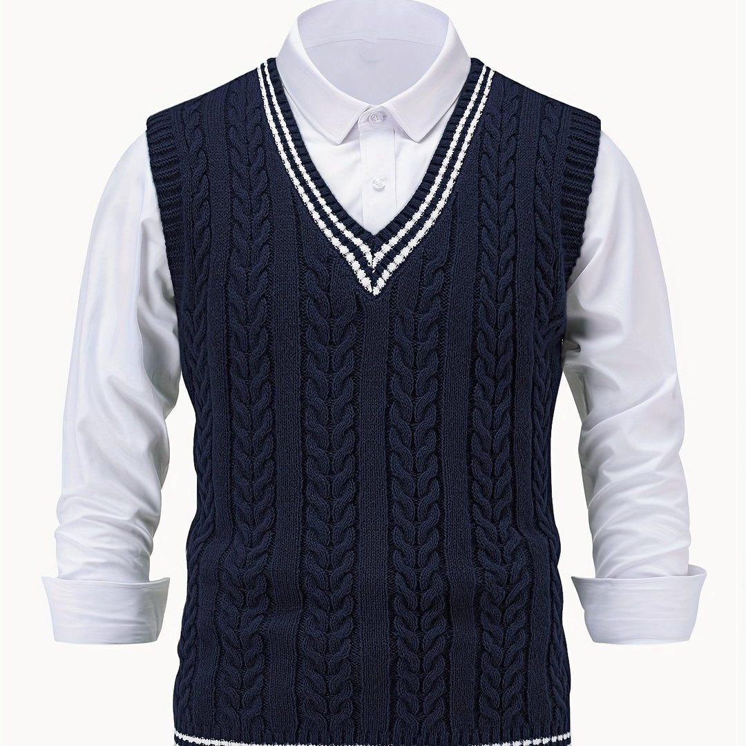 Gideon | Kamizelka Sweter V-Neck z Warkoczem