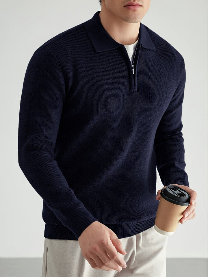 Donovan | Elegancki sweter polo z ćwierć zamkiem