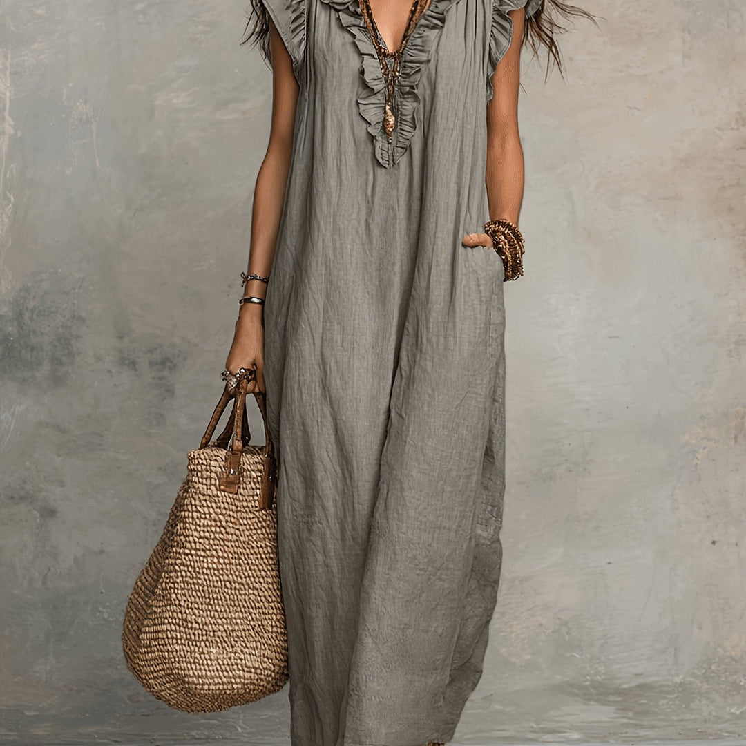 Marisol | Sukienka Maxi w Stylu Boho z Falbankami