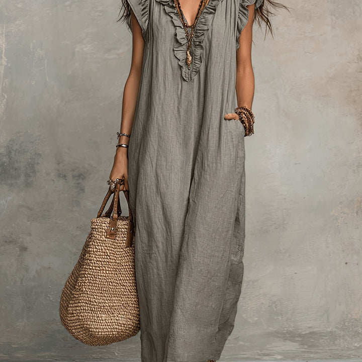 Marisol | Sukienka Maxi w Stylu Boho z Falbankami