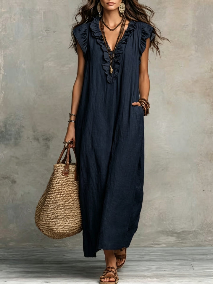Marisol | Sukienka Maxi w Stylu Boho z Falbankami