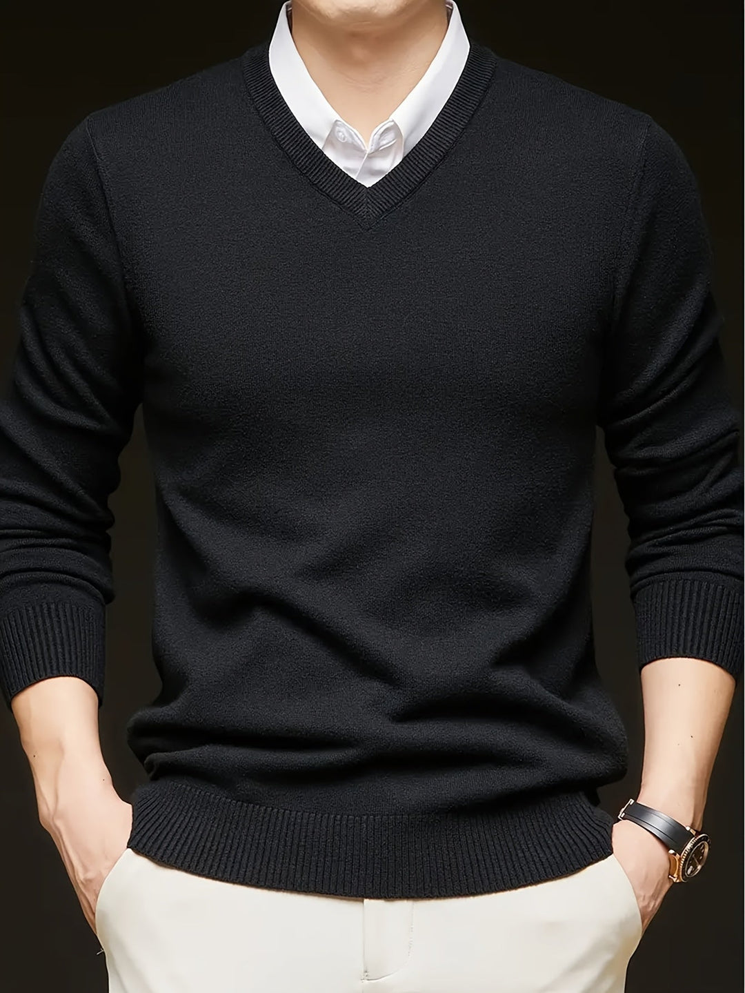 Hugh | Elegancki sweter z dekoltem w serek