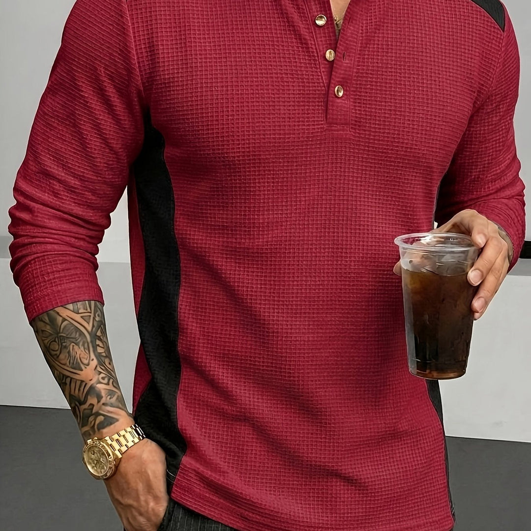 Curtis | Teksturowany Henley z Długim Rękawem