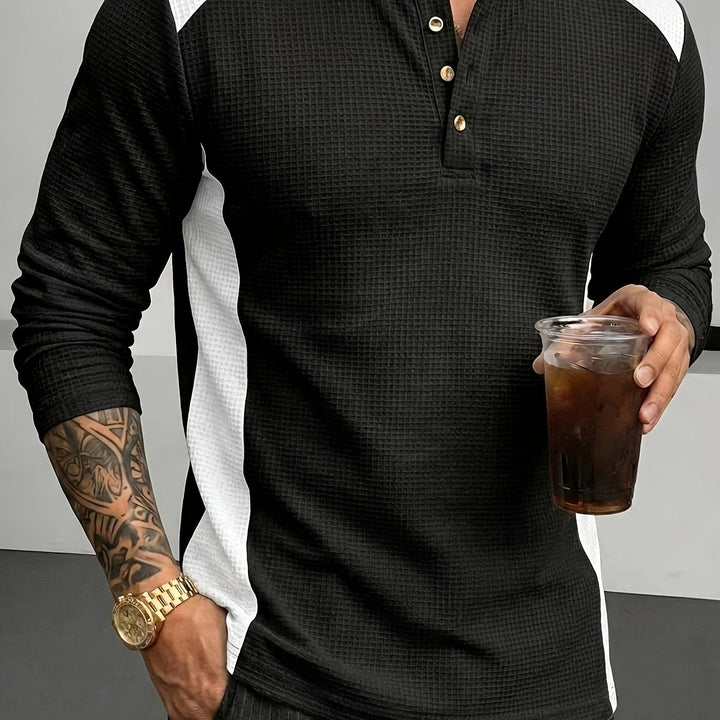 Curtis | Teksturowany Henley z Długim Rękawem