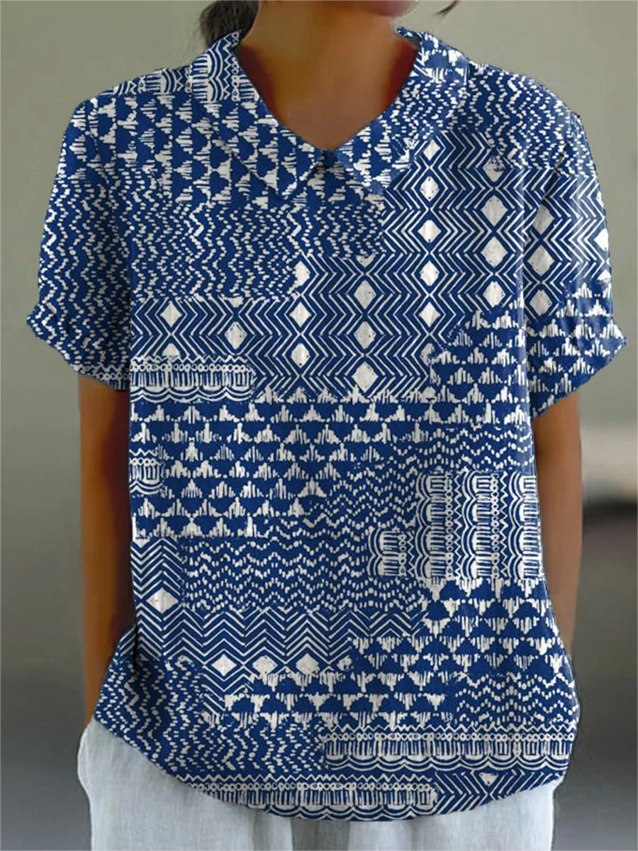 Rosie | Stylowa koszula z kołnierzykiem w tribal art