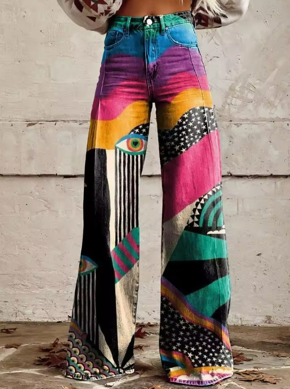 Kelly | Eleganckie Spodnie z Rozkloszowanym Dołem w Stylu Boho