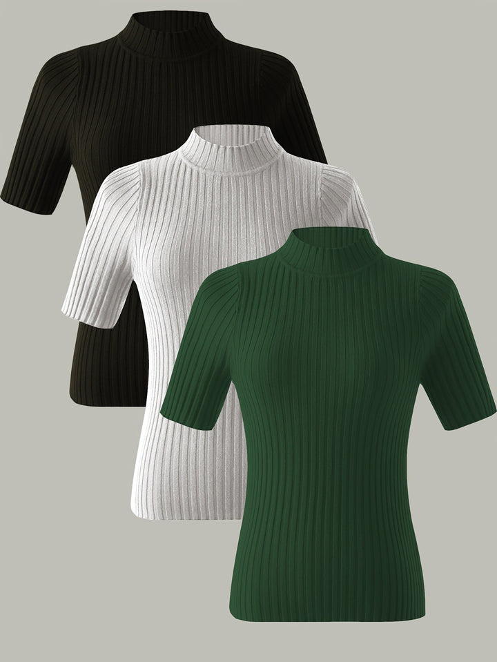 Verity | Żebrowany Top z Mock-Neck