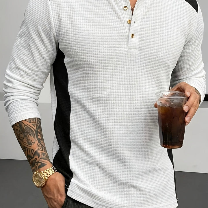 Curtis | Teksturowany Henley z Długim Rękawem