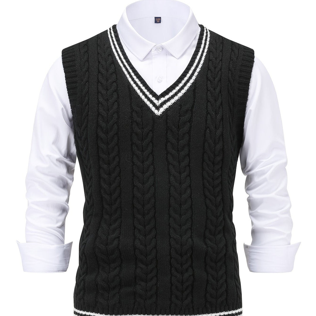 Gideon | Kamizelka Sweter V-Neck z Warkoczem