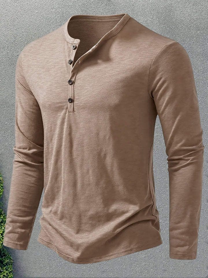 Dalton | Klasyczny Henley z Guzikowym Zapięciem