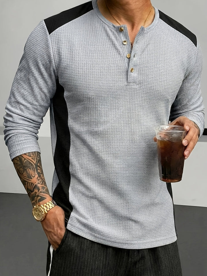 Curtis | Teksturowany Henley z Długim Rękawem