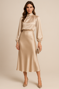 Winona | Elegancka Midi Sukienka z Wysokim Stanem