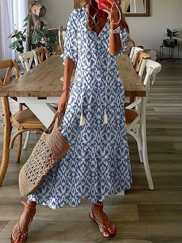 Avery | Letnia Sukienka Boho z Dekoltem w Serek