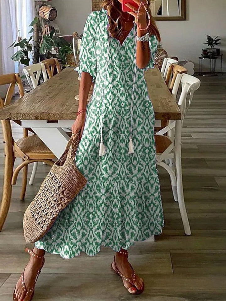 Avery | Letnia Sukienka Boho z Dekoltem w Serek
