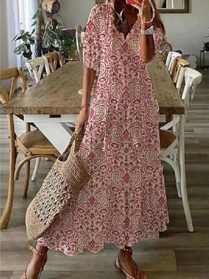 Avery | Letnia Sukienka Boho z Dekoltem w Serek