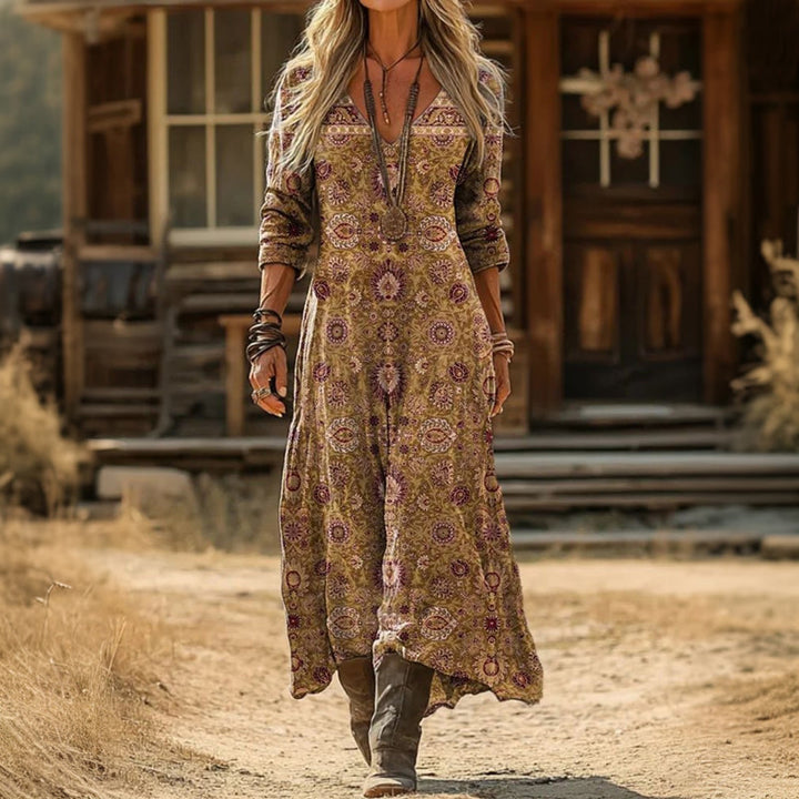 Saffy | Sukienka casualowa z długim rękawem inspirowana stylem vintage
