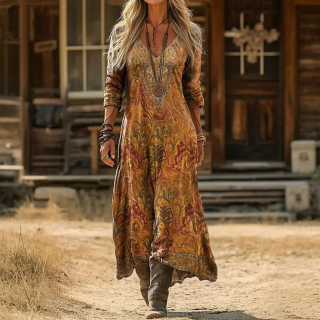 Rachael | Casualna sukienka z długim rękawem w stylu vintage