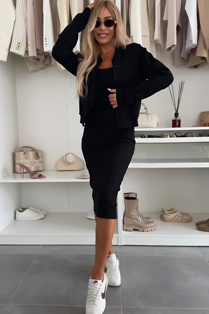 Lydia | Elegancka Sukienka Midi z Kardiganem