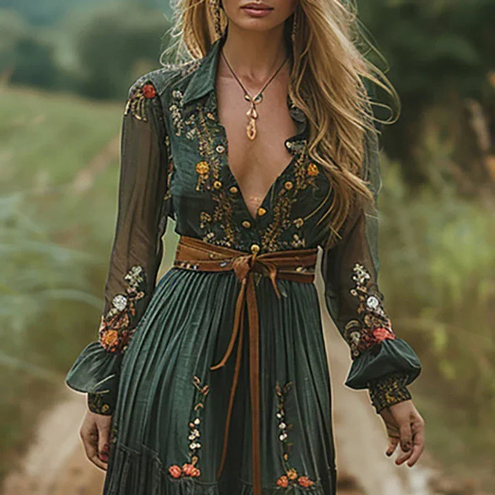 Rosetta | Haftowana Boho Sukienka Maxi