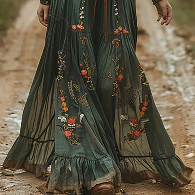 Rosetta | Haftowana Boho Sukienka Maxi