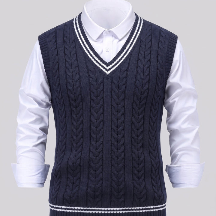 Gideon | Kamizelka Sweter V-Neck z Warkoczem