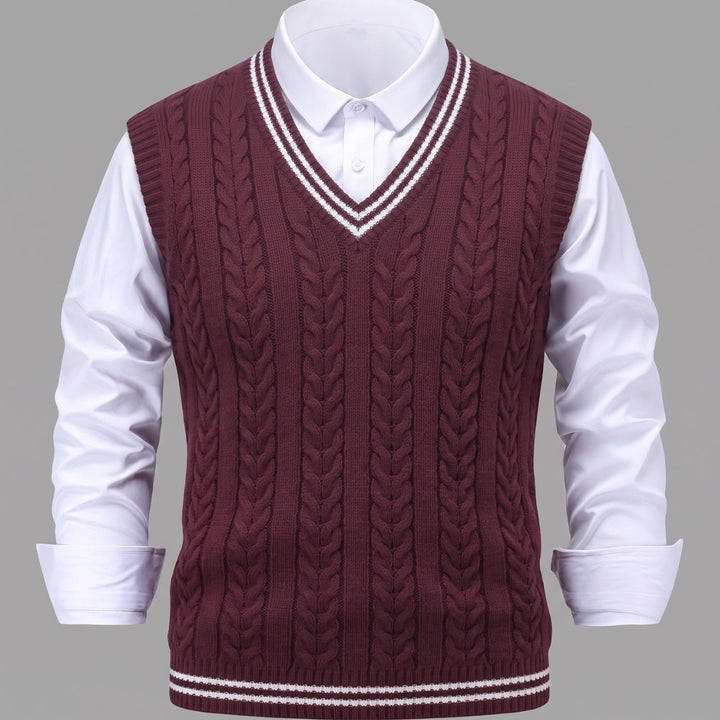Gideon | Kamizelka Sweter V-Neck z Warkoczem