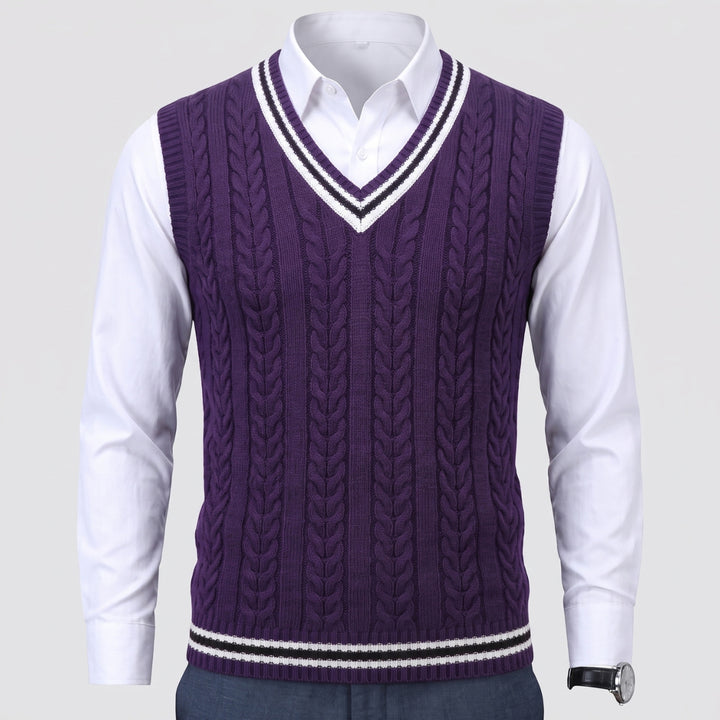 Gideon | Kamizelka Sweter V-Neck z Warkoczem