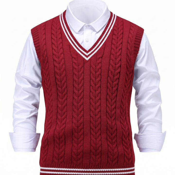 Gideon | Kamizelka Sweter V-Neck z Warkoczem