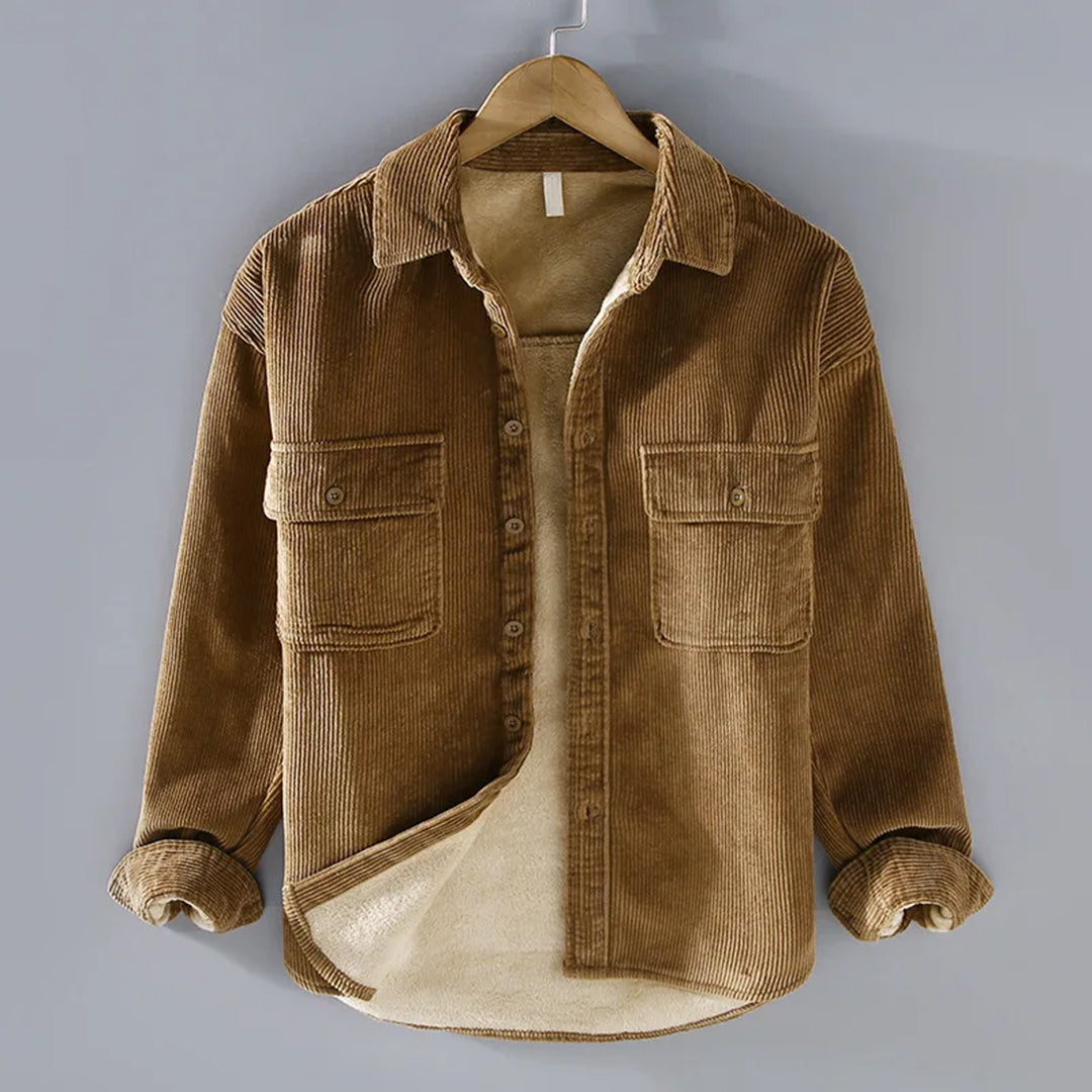 Harvey | Ciepła, Żebrowana Kurtka Z Guzikami Z Przodu