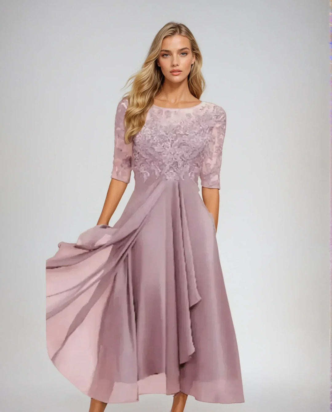 Adelaide | Elegancka Sukienka Midi z Koronką