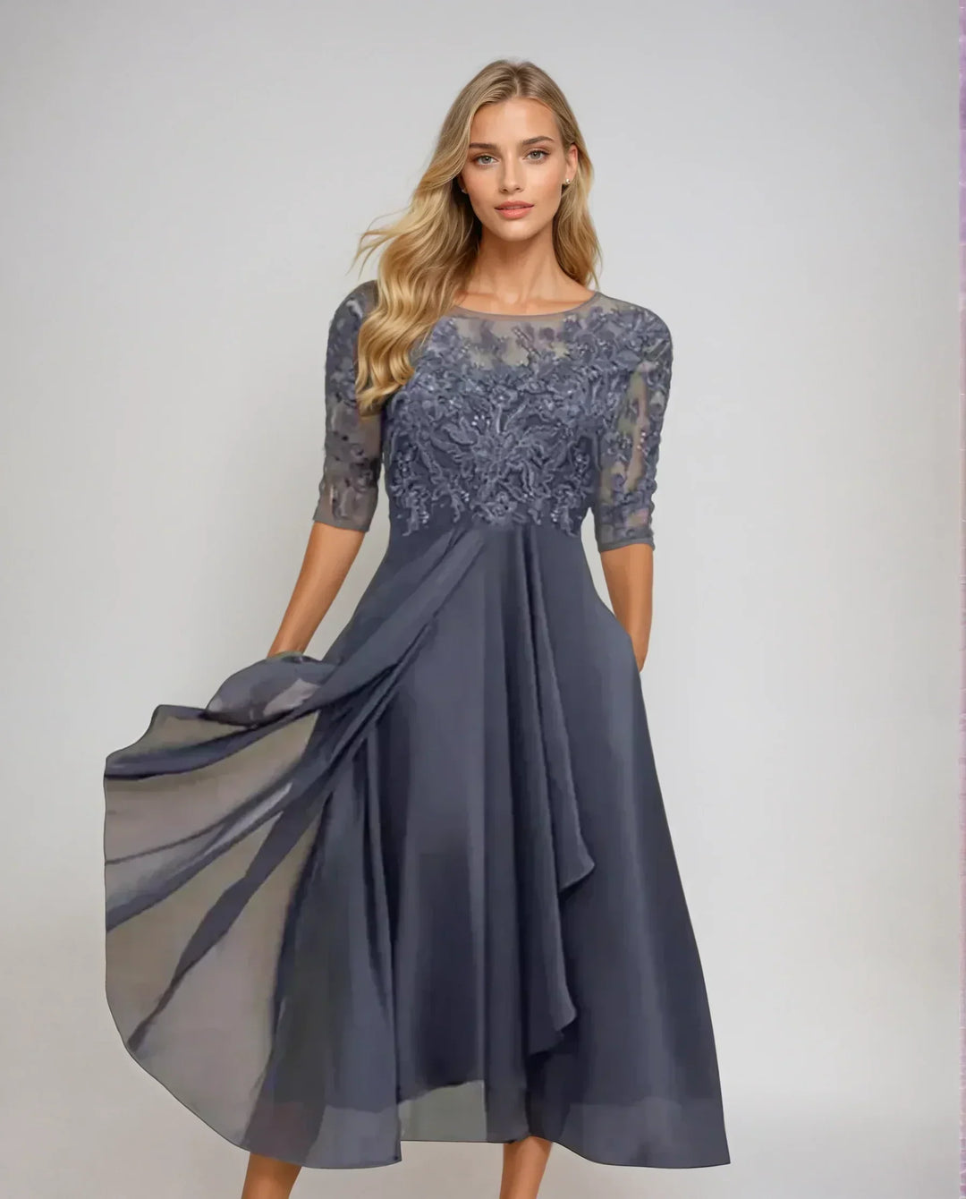 Adelaide | Elegancka Sukienka Midi z Koronką