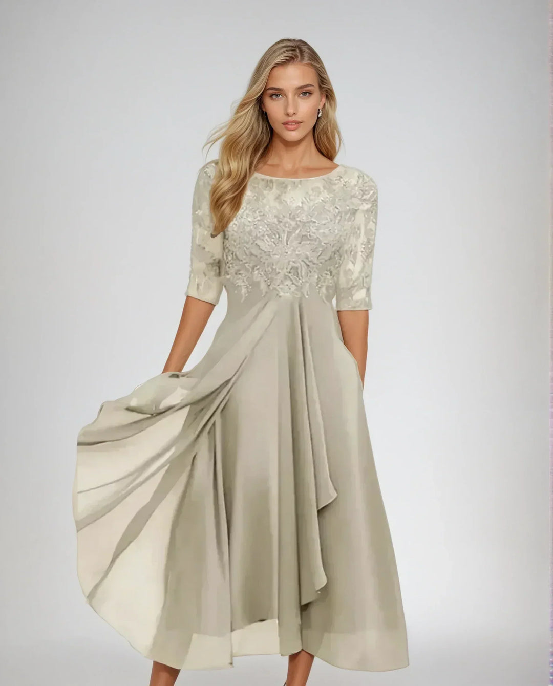 Adelaide | Elegancka Sukienka Midi z Koronką
