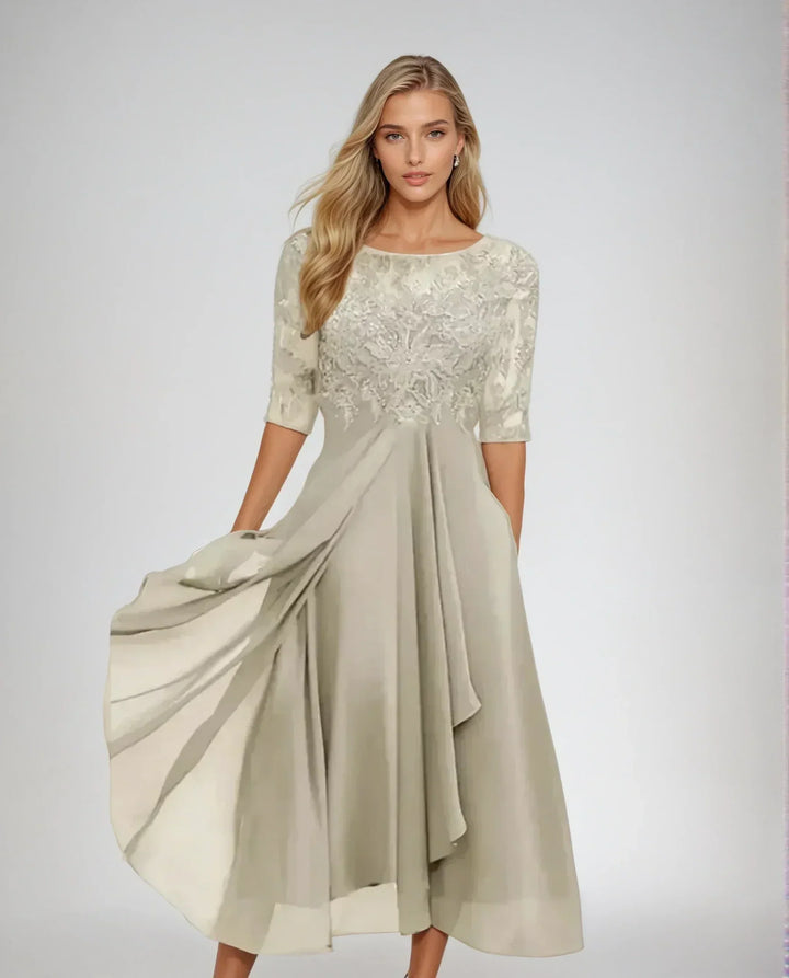 Adelaide | Elegancka Sukienka Midi z Koronką