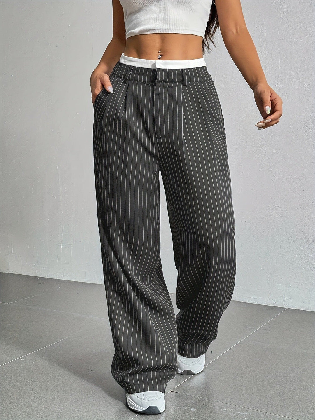 Grace | Casual Striped Wide Pants