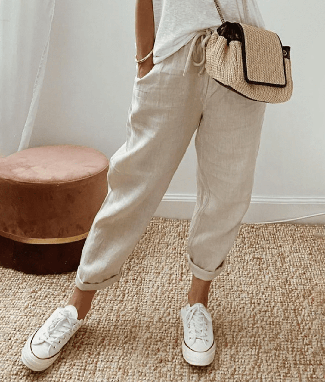 Leonora | Codzienne Spodnie z Koronką w Stylu Casual