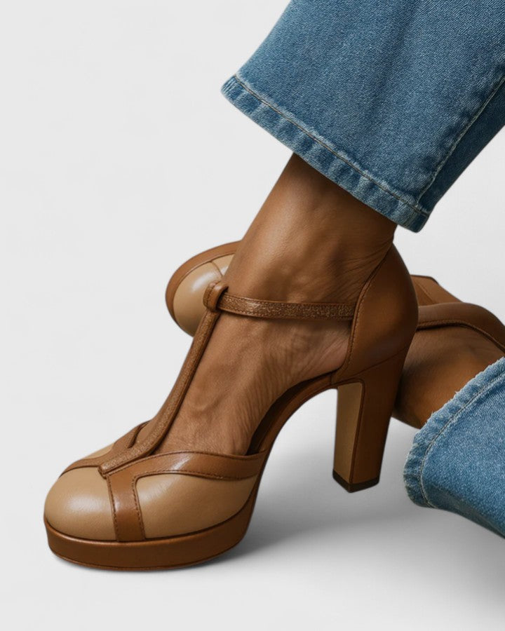 Christina | Eleganckie Szpilki T-Strap z Zamkniętym Noskiem