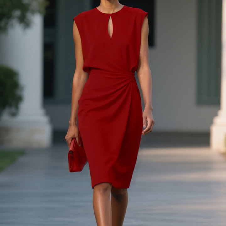 Laurena | Elegancka, lekko opadająca midi sukienka