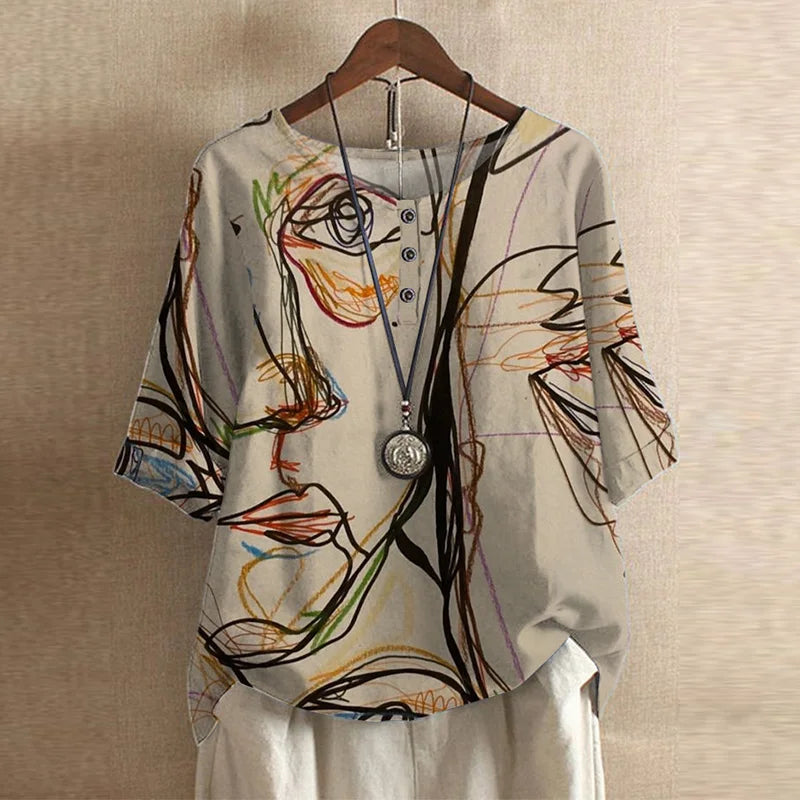 Raina | Casual Bluzka w Stylu Retro