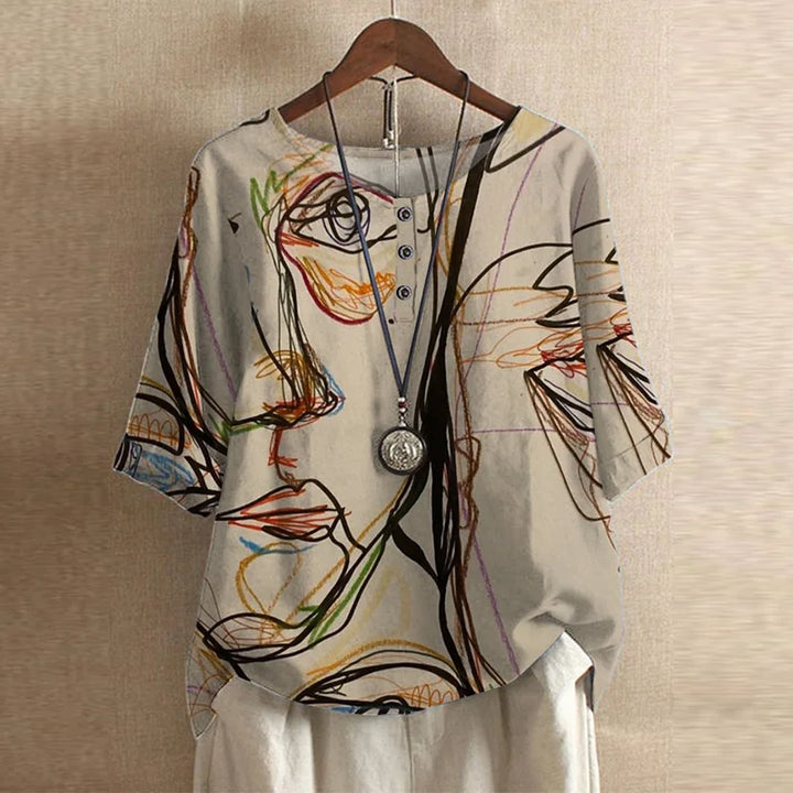 Raina | Casual Bluzka w Stylu Retro