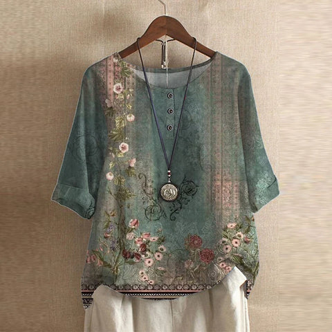 Raina | Casual Bluzka w Stylu Retro