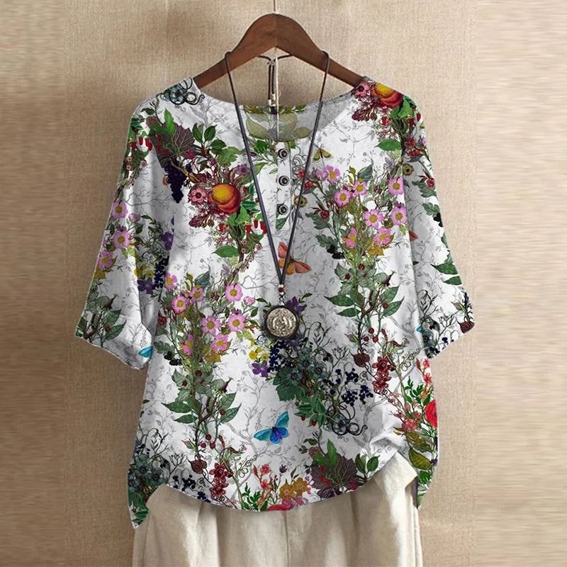 Raina | Casual Bluzka w Stylu Retro