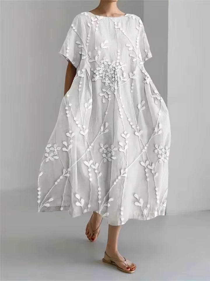 Amanda | Elegancka Luźna Sukienka z Okrągłym Dekoltem