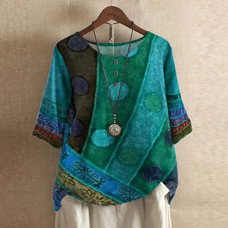 Raina | Casual Bluzka w Stylu Retro