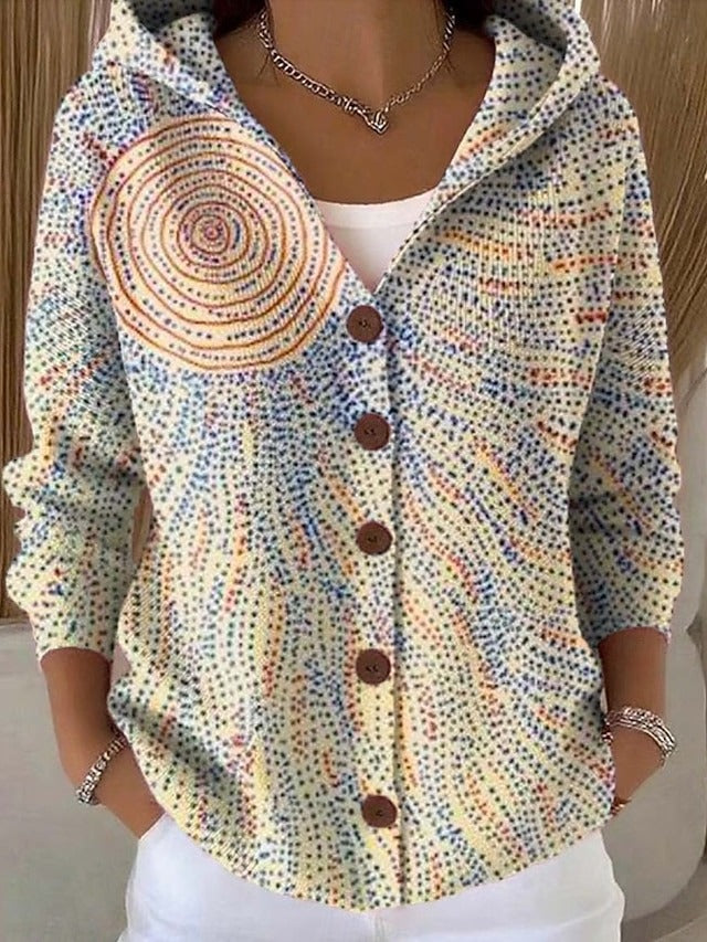 Jenna | Elegancki Sweter z Kapturem i Guzikami
