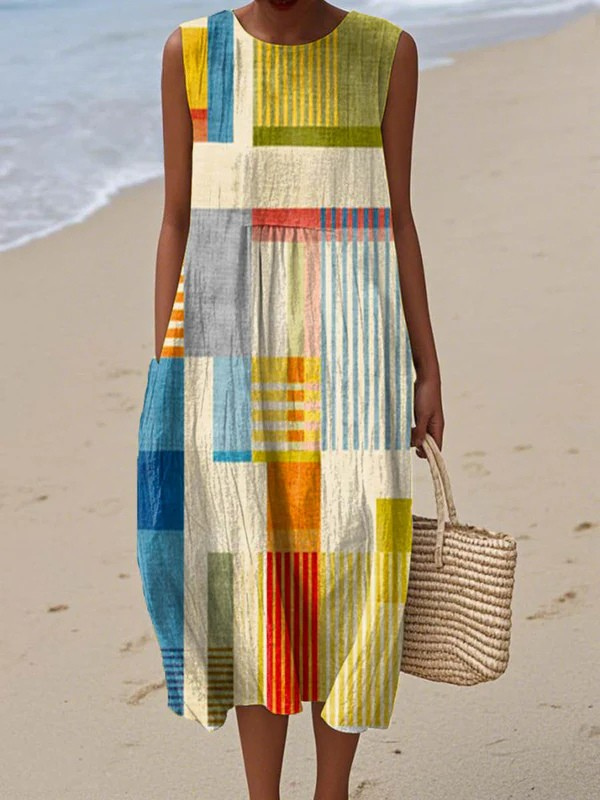 Marisse | Casual Multicolor Sleeveless Midi Dress
