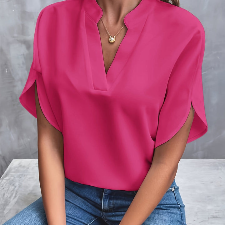 Nicole | Elegancka Bluzka z Drapowaniem i Dekoltem w Serek