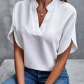 Nicole | Elegancka Bluzka z Drapowaniem i Dekoltem w Serek